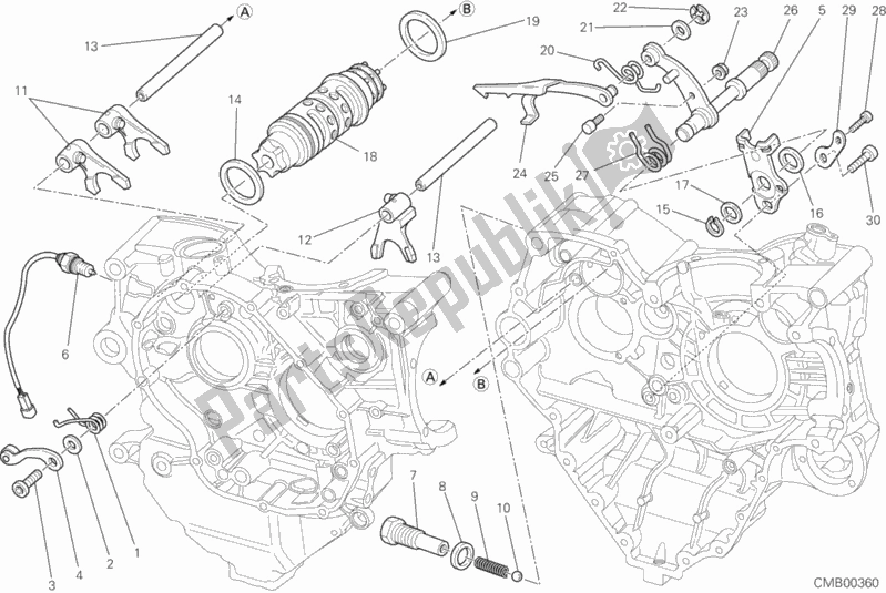 All parts for the Gear Change Mechanism of the Ducati Multistrada 1200 ABS USA 2013
